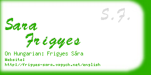sara frigyes business card